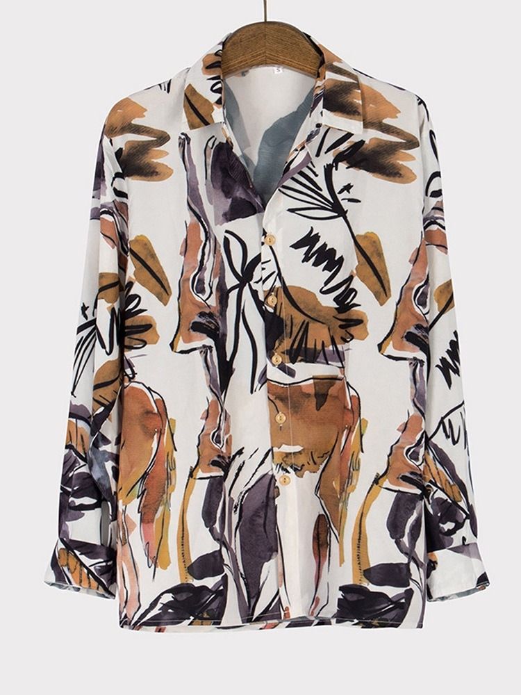 Camisa De Lapela Com Botão De Peito Único Masculino