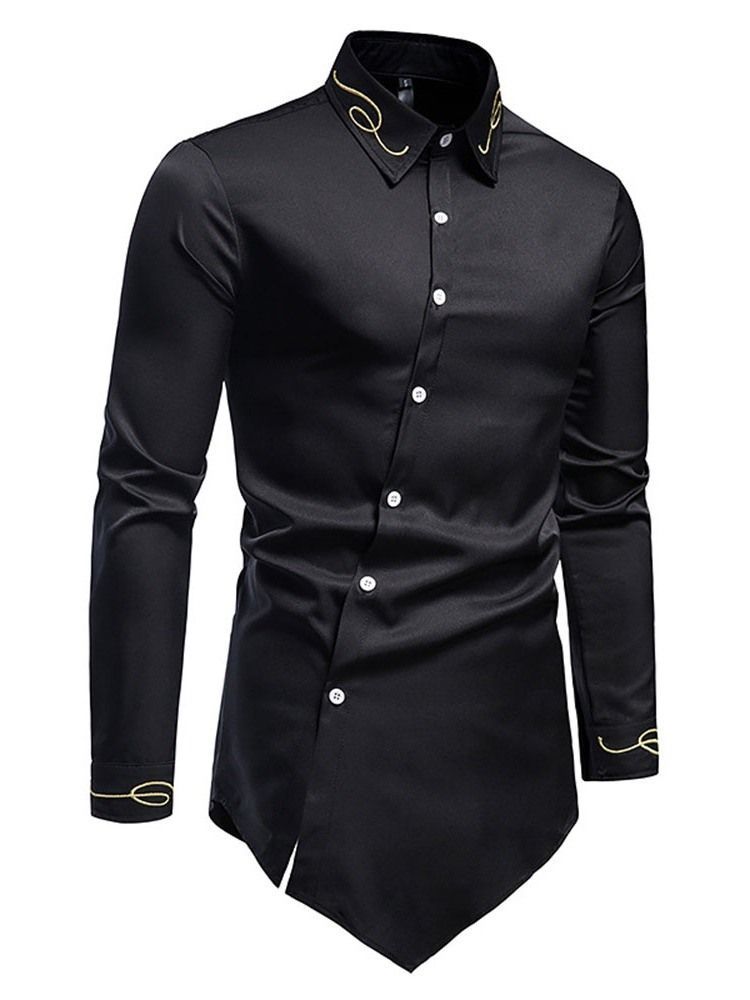 Camisa Lisa Casual Assimétrica Masculina Fina De Verão