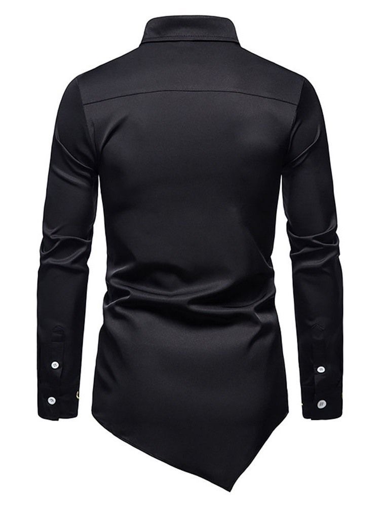 Camisa Lisa Casual Assimétrica Masculina Fina De Verão