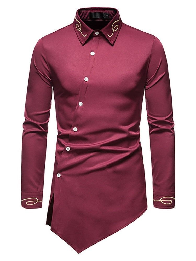 Camisa Lisa Casual Assimétrica Masculina Fina De Verão