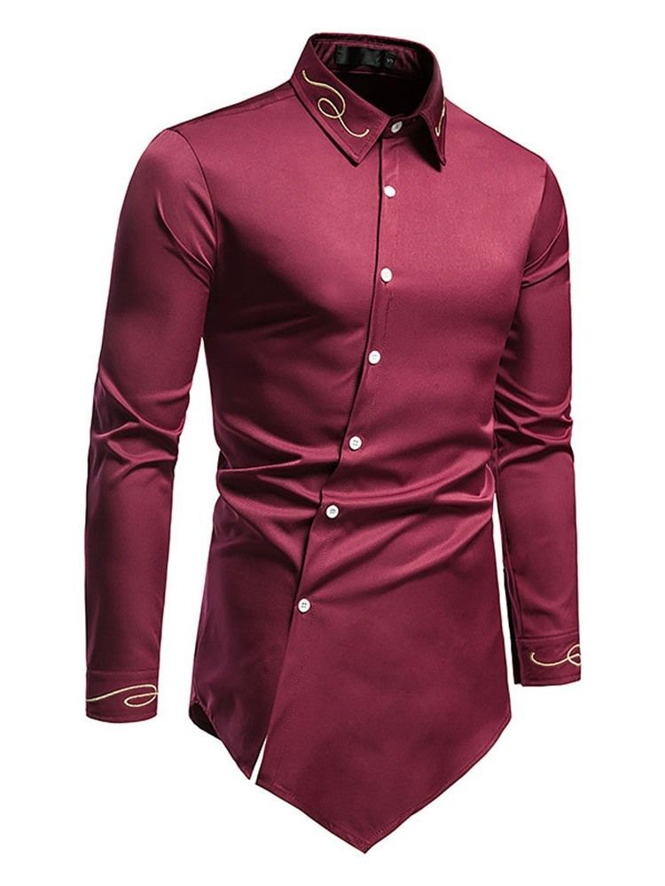 Camisa Lisa Casual Assimétrica Masculina Fina De Verão