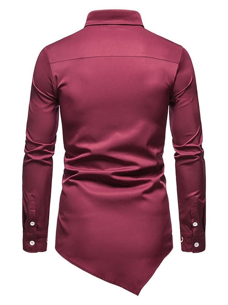 Camisa Lisa Casual Assimétrica Masculina Fina De Verão