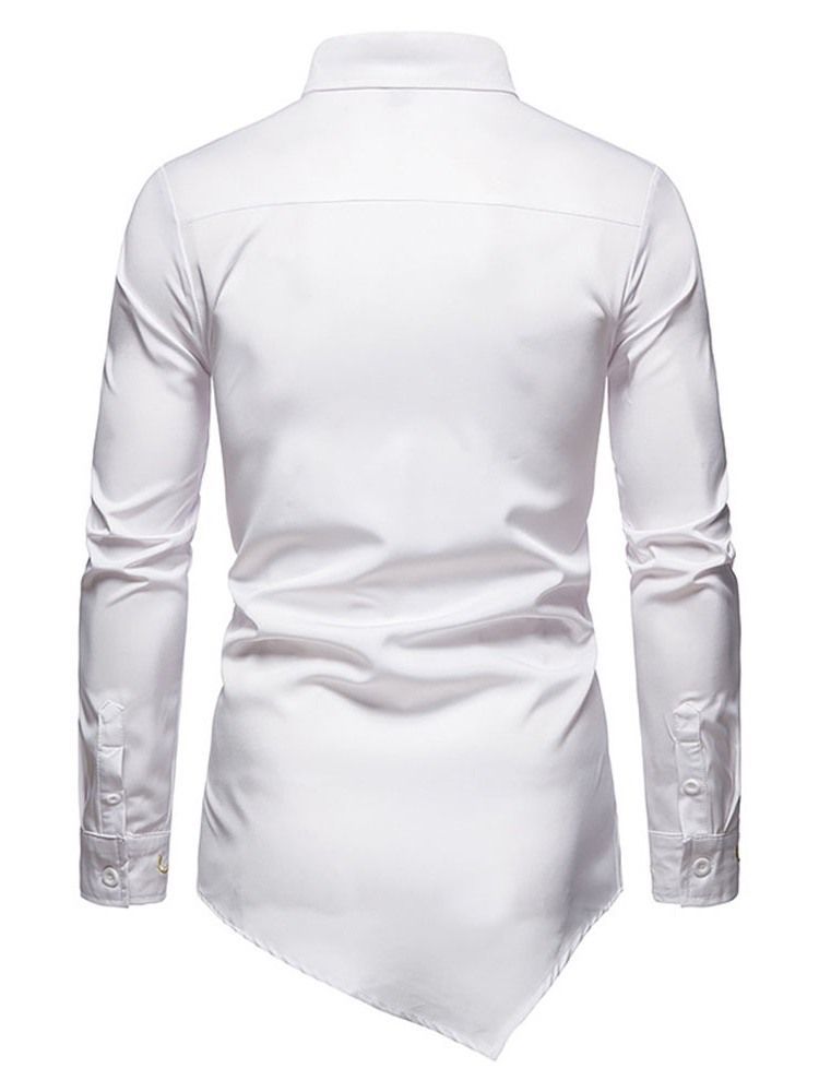 Camisa Lisa Casual Assimétrica Masculina Fina De Verão