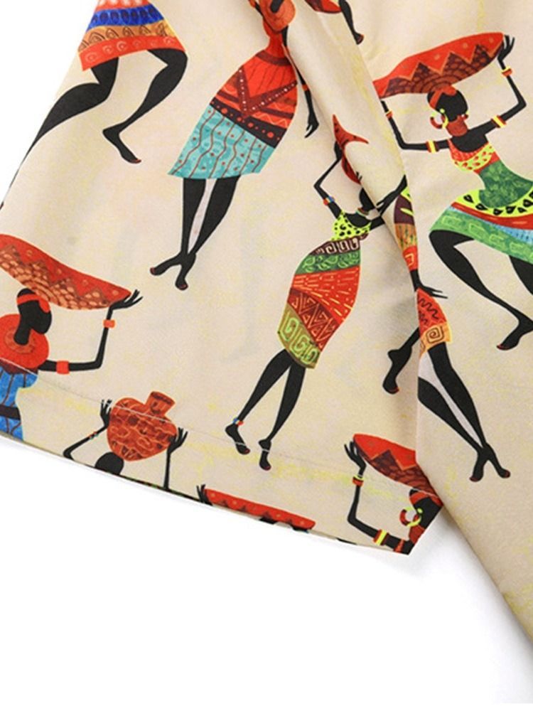 Camisa Masculina Casual De Lapela De Verão Com Peito Único Cartoon
