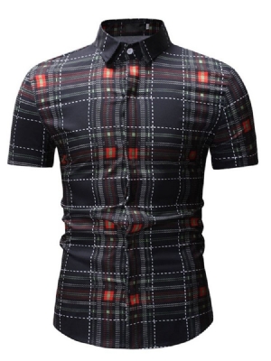 Camisa Masculina Casual Patchwork Xadrez Xadrez