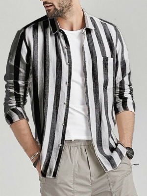 Camisa Masculina Com Estampa De Listra Com Peito Único