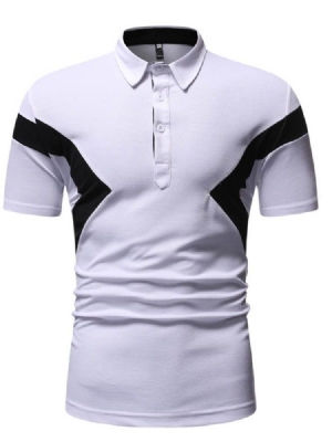 Camisa Masculina Do Bloco Da Cor Do Botão Do Pescoço Do Polo