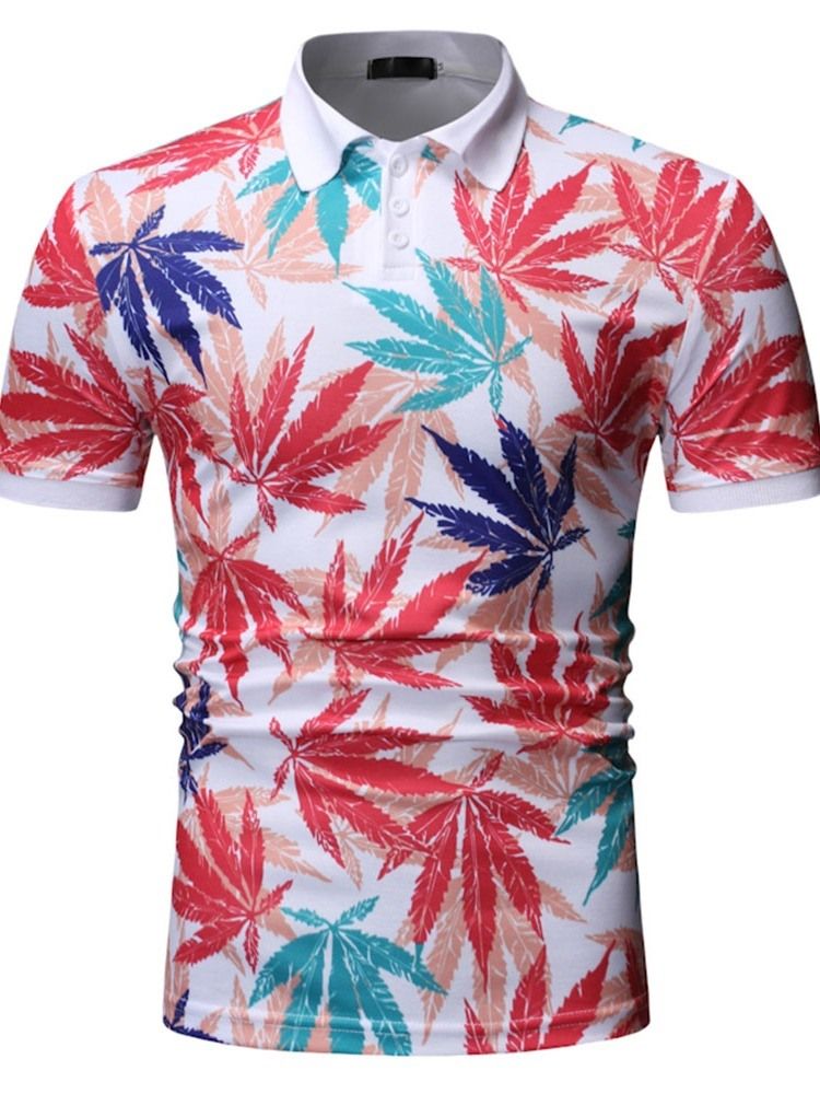 Camisa Masculina Estampada Polo Neck Plant