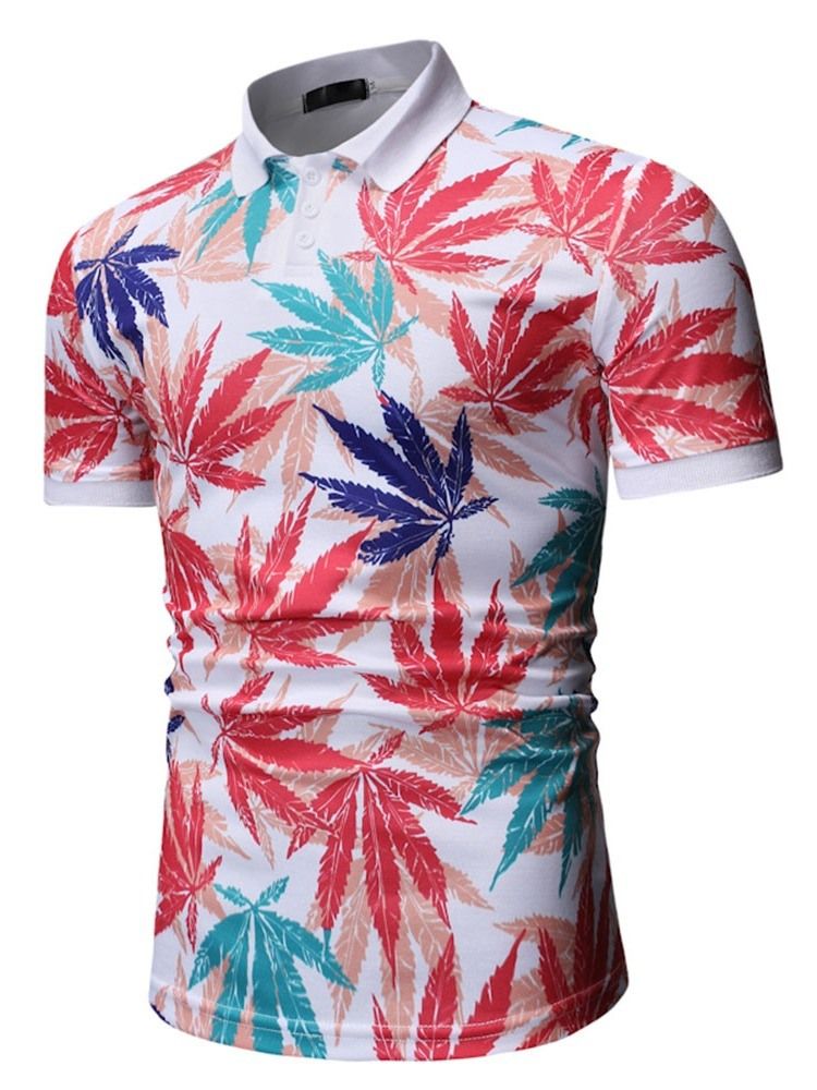 Camisa Masculina Estampada Polo Neck Plant