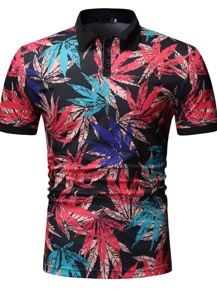 Camisa Masculina Estampada Polo Neck Plant