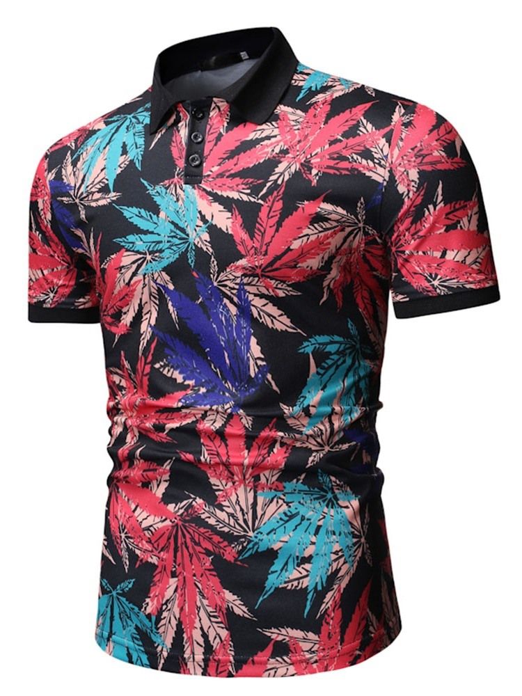 Camisa Masculina Estampada Polo Neck Plant