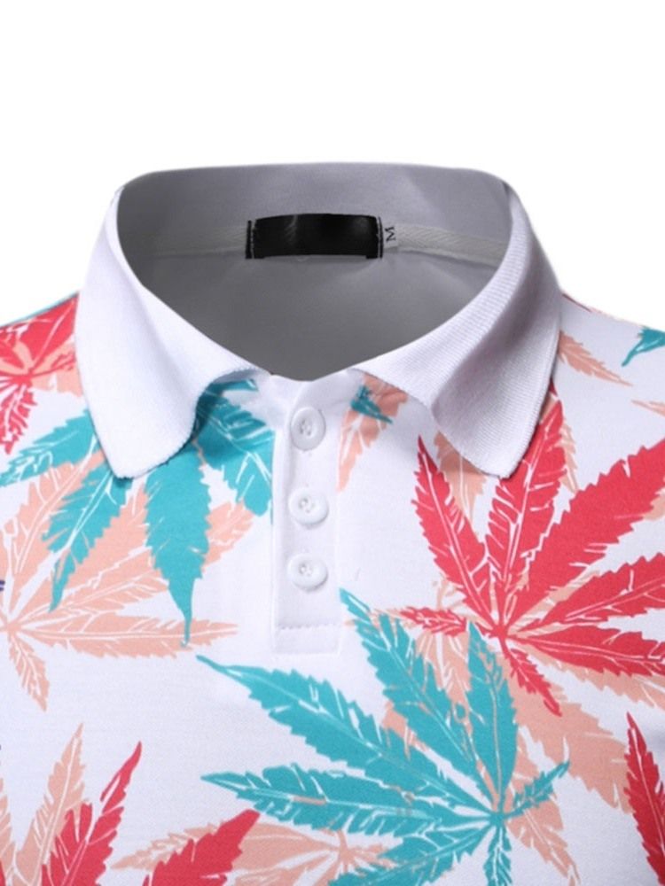Camisa Masculina Estampada Polo Neck Plant