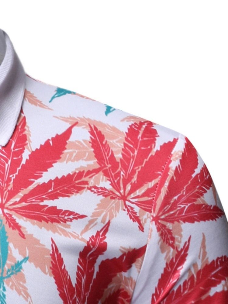 Camisa Masculina Estampada Polo Neck Plant