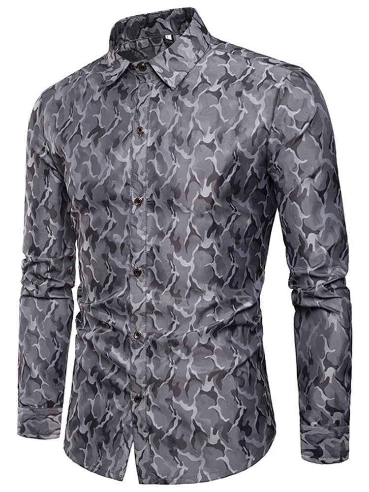 Camisa Masculina De Lapela De Algodão