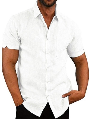 Camisa Masculina De Lapela Lisa De Bolso Com Peito Único