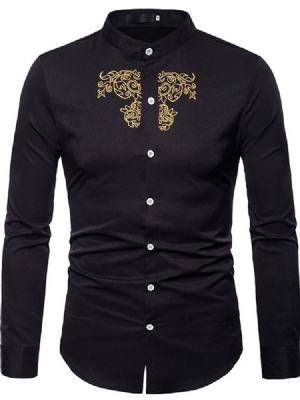 Camisa Masculina Lisa Com Colarinho Simples E Peito Único Ol