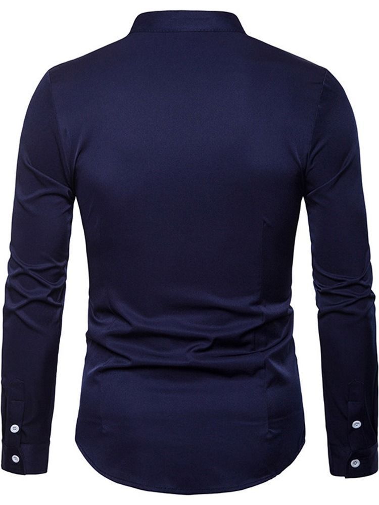 Camisa Masculina Lisa Com Colarinho Simples E Peito Único Ol