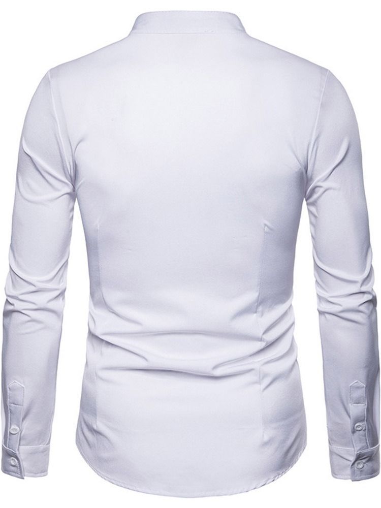 Camisa Masculina Lisa Com Colarinho Simples E Peito Único Ol