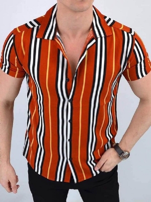 Camisa Masculina De Listra Casual Com Botão De Peito Único