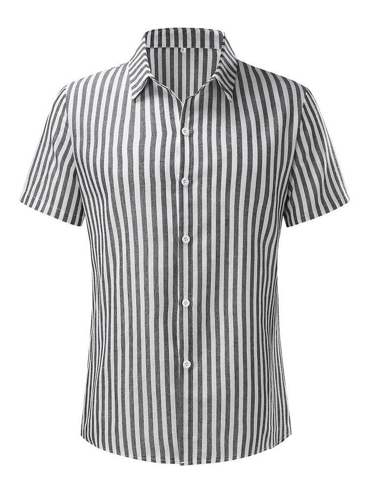 Camisa Masculina De Peito Único Com Listra Listrada De Lapela