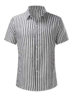 Camisa Masculina De Peito Único Com Listra Listrada De Lapela