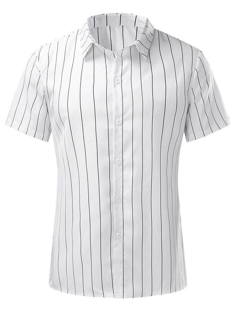 Camisa Masculina De Peito Único Com Listra Listrada De Lapela