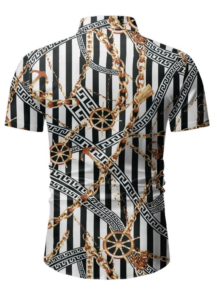 Camisa Masculina Slim Com Estampa De Lapela Listrada