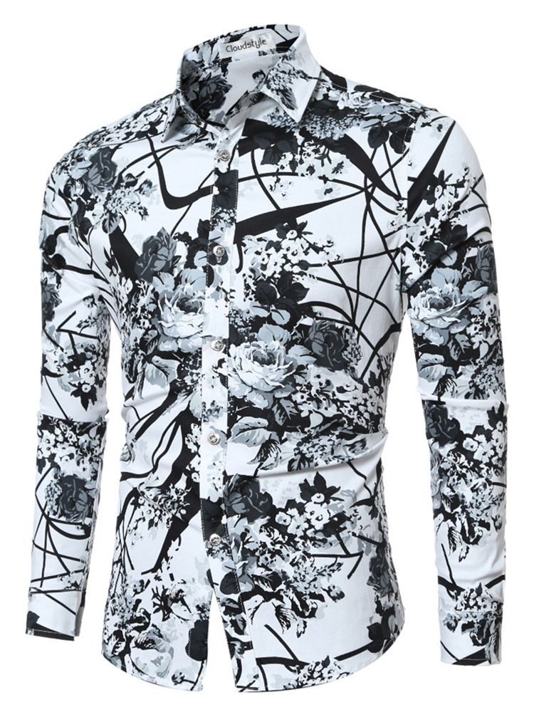 Camisa Masculina Slim Com Estampa De Qualidade Vogue