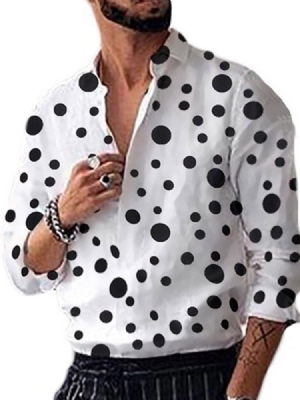 Camisa Masculina Solta Com Estampa Casual De Bolinhas Com Estampa Única