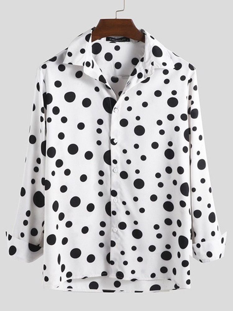 Camisa Masculina Solta Com Estampa Casual De Bolinhas Com Estampa Única
