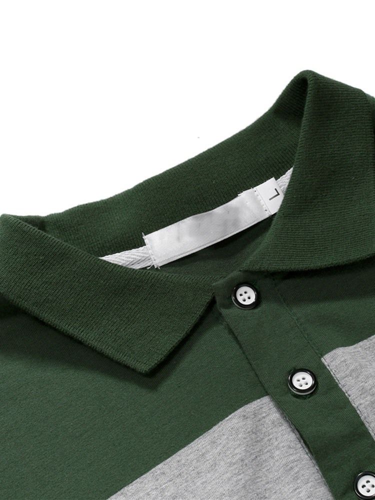 Camisa Polo Masculina Com Botão Estampado De Listras