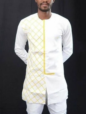 Camisa Slim Casual Masculina Xadrez Gola Redonda