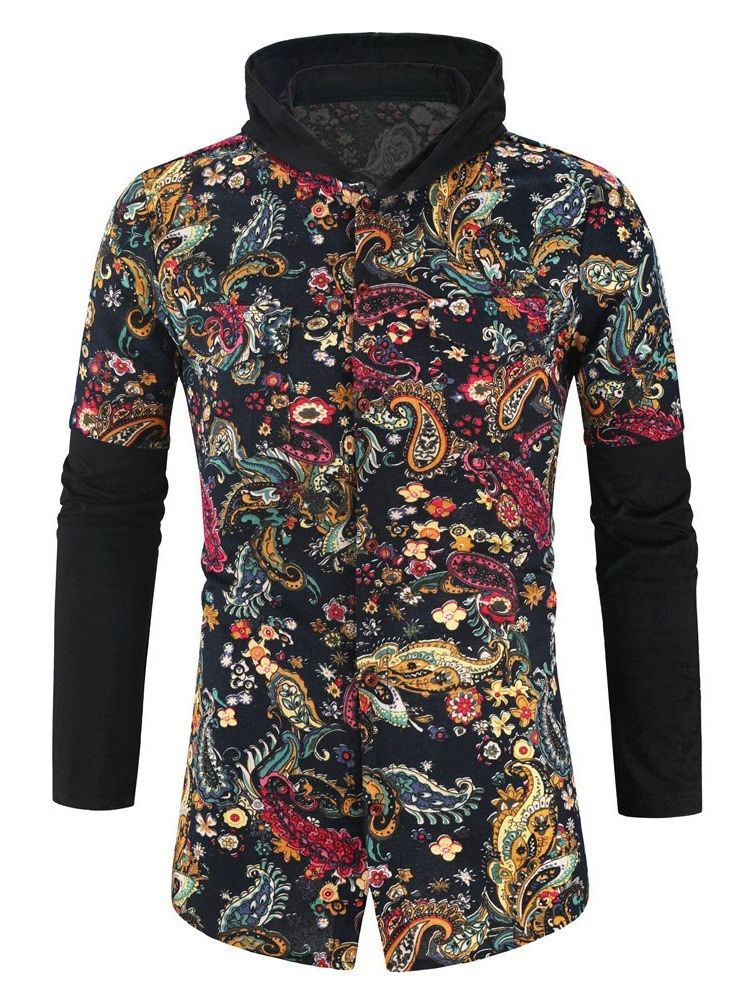Camisa Slim Masculina Casual Com Estampa Floral