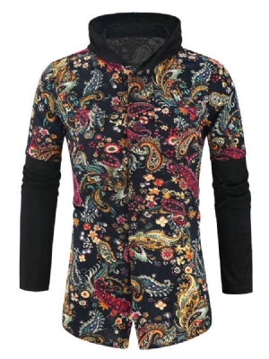 Camisa Slim Masculina Casual Com Estampa Floral