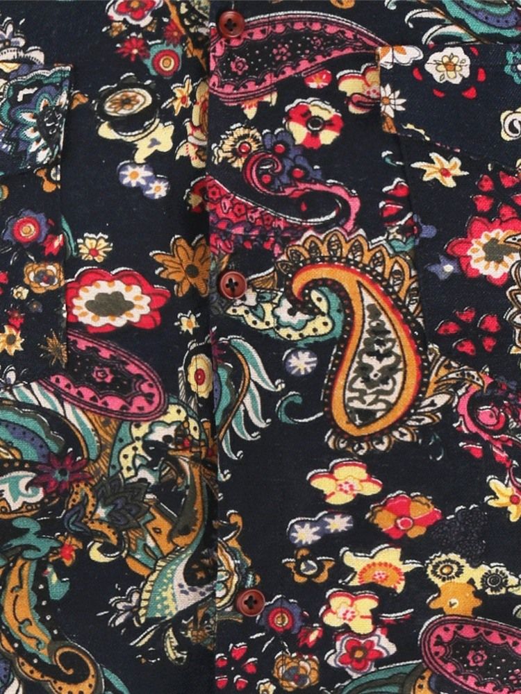 Camisa Slim Masculina Casual Com Estampa Floral