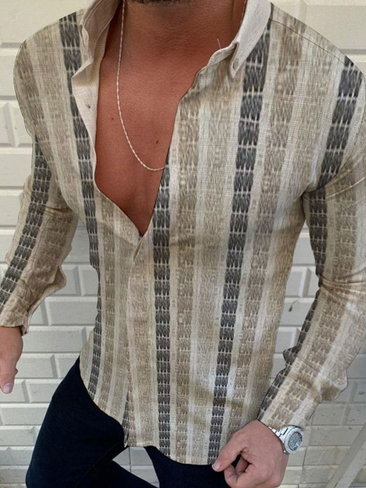 Camisa Slim Masculina Com Estampa Xadrez De Lapela