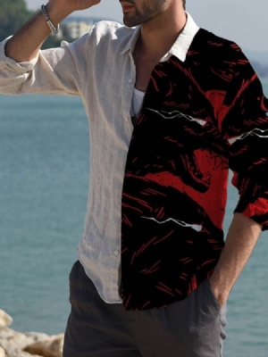 Camisa Slim Masculina Com Impressão Em Bloco De Cores