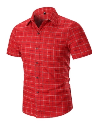 Camisa Slim Masculina Estampa Casual Xadrez De Peito Único