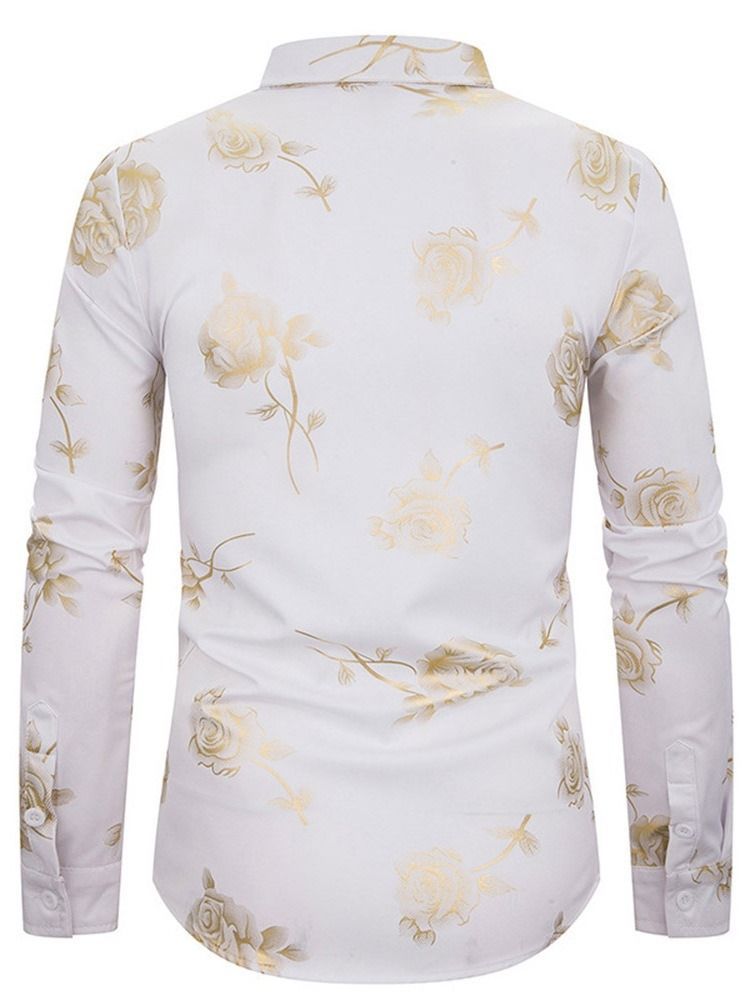 Camisa Slim Masculina Europeia Com Botão De Lapela