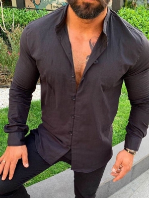 Camisa De Verão Masculina Casual Com Gola Lisa