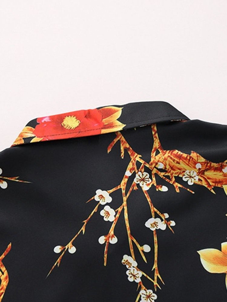 Camisa De Verão Masculina Lapela Estampado Com Estampa Única