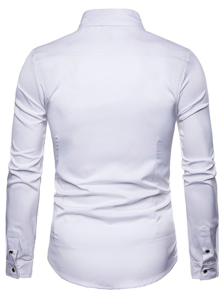 Camisas Masculinas Justas Lapela Com Estampa Floral Com Estampa Floral