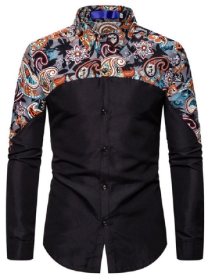 Estampa Camisa Floral Casual Masculina Com Peito Único