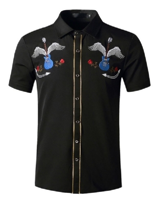 Estampa Casual Blusa De Cor Bloco De Outono De Uma Camisa Masculina