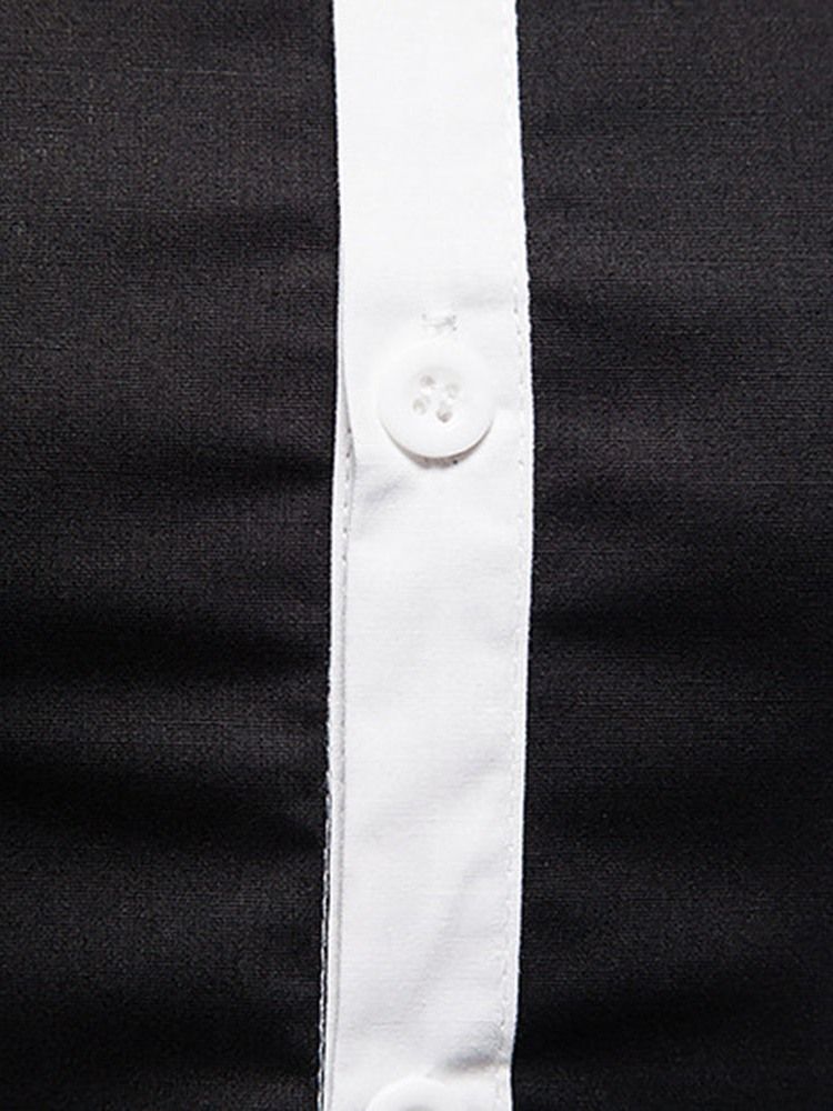 Estampa Casual Color Block Masculino Camisa Magra De Busto Único
