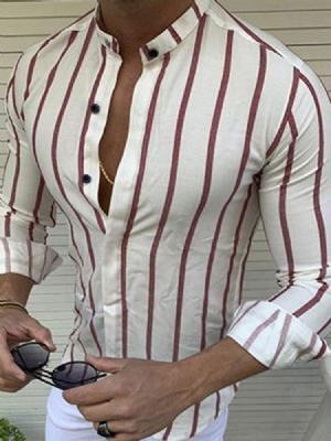 Estampa Colarinho Europeu Slim Camisa Masculina De Seios Únicos