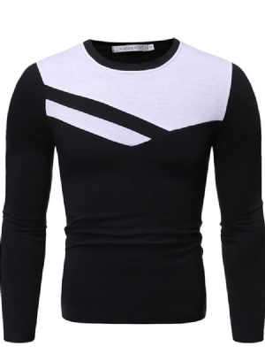 Gola Redonda Casual Bloco Cor Camisa Slim Masculina