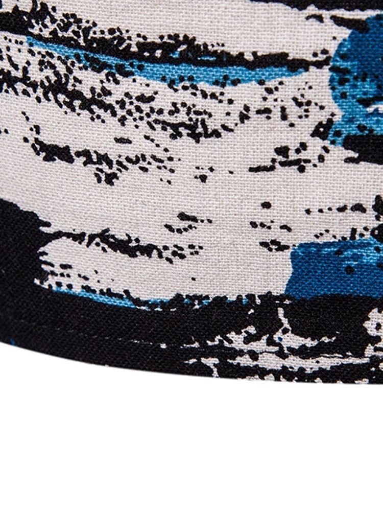 Impressão De Camisa Slim Masculina De Outono Floral Étnica
