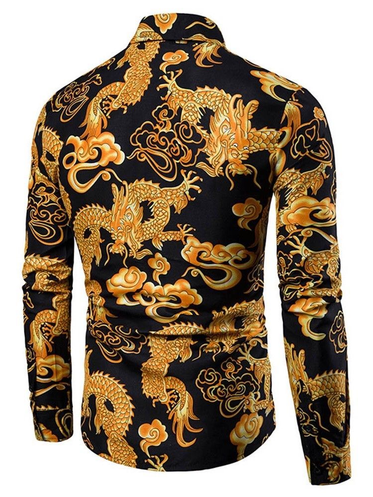 Imprimir Camisa De Lapela Europeia Com Peito Único Masculino