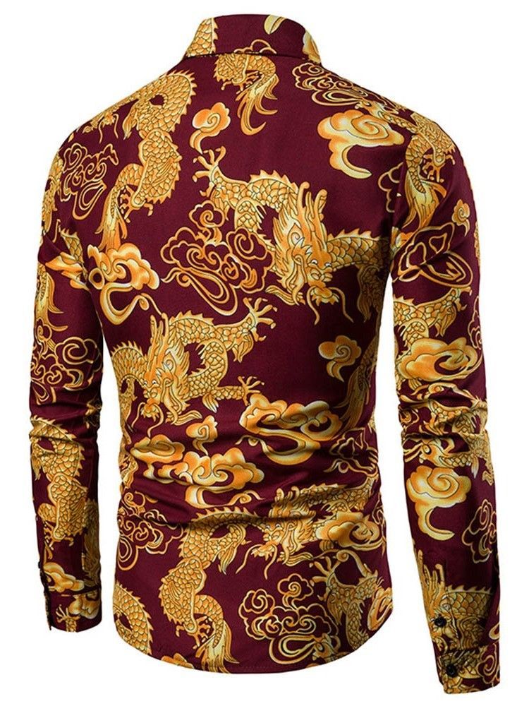 Imprimir Camisa De Lapela Europeia Com Peito Único Masculino